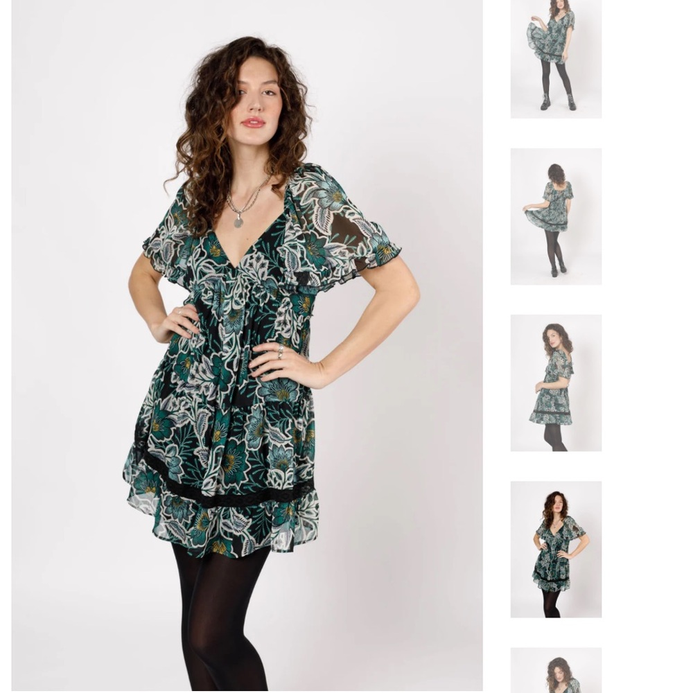 Band of the free emerald floral mini dress